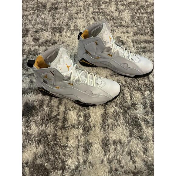 Nike Air Jordan True Flight ‘White Yellow Ochre’ Men’s Size 13 342964-107 No Lid - Picture 3 of 7